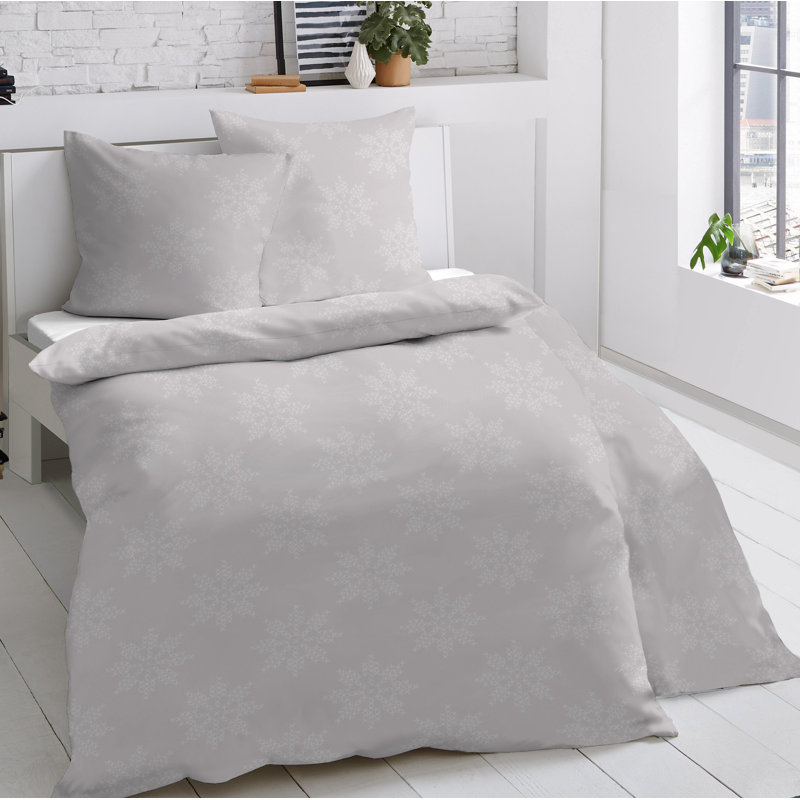 Cotton Floral Duvet Cover Set with Pillowcases Included, 155 x 220cm Duvet Cover + 1 Pillowcase , Dark grey