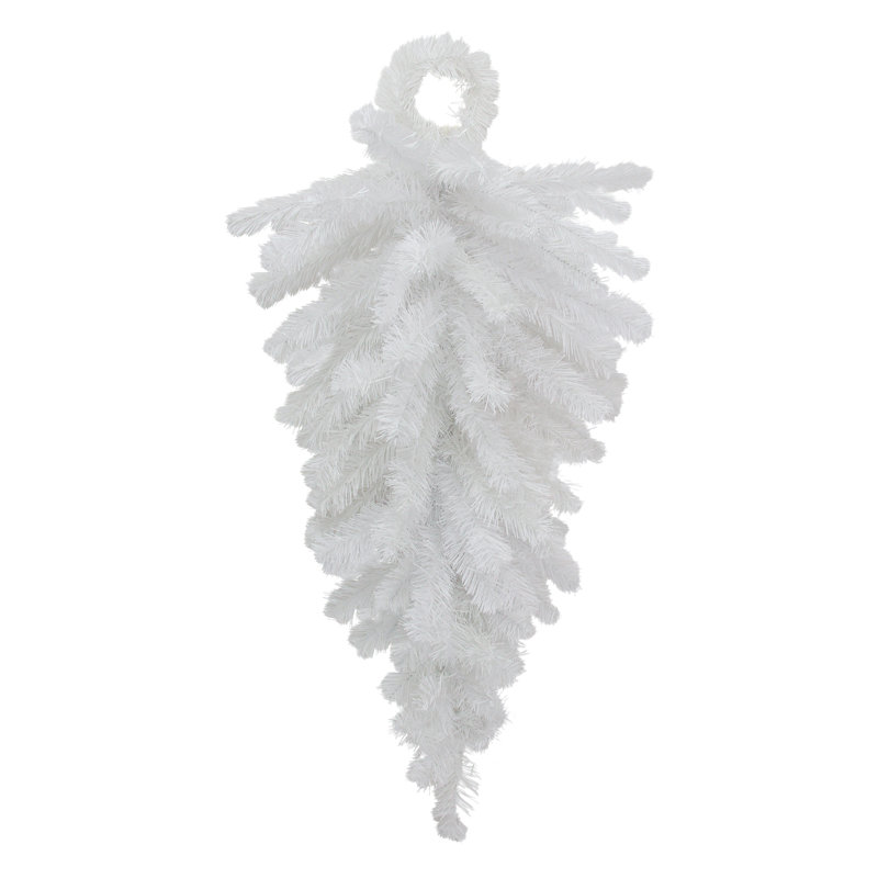Ornement pin de Noël artificiel pin - non éclairé, L 2 pi 6 po, Blanc