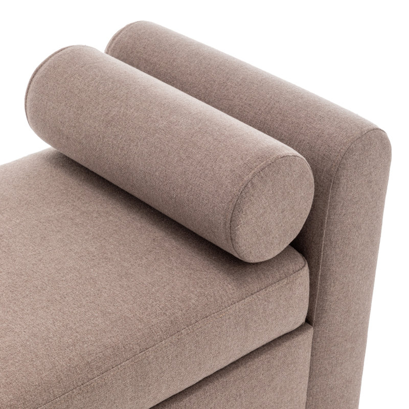 Banc de rangement rembourré en polyester Lataja, Brun, H 24 po x l 46 po x P 19,7 po