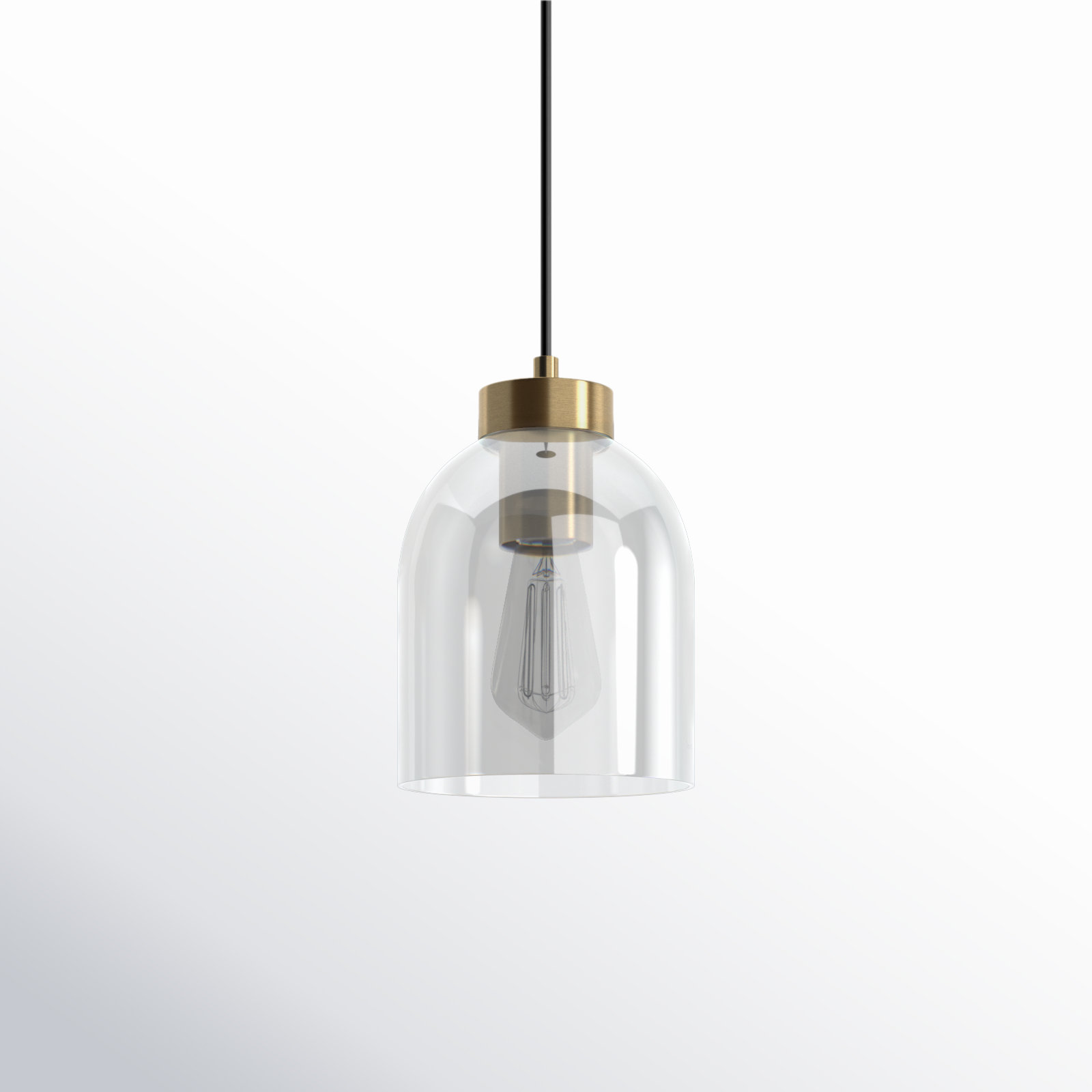 Gemma Single Light Glass Pendant, Brass