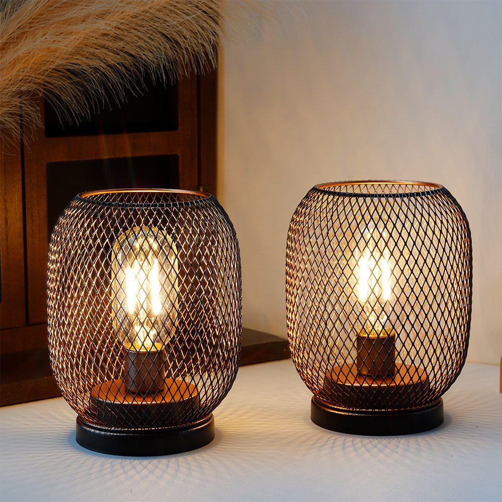 JHY DESIGN Grande lampe de table en forme de cage - Fonctionne