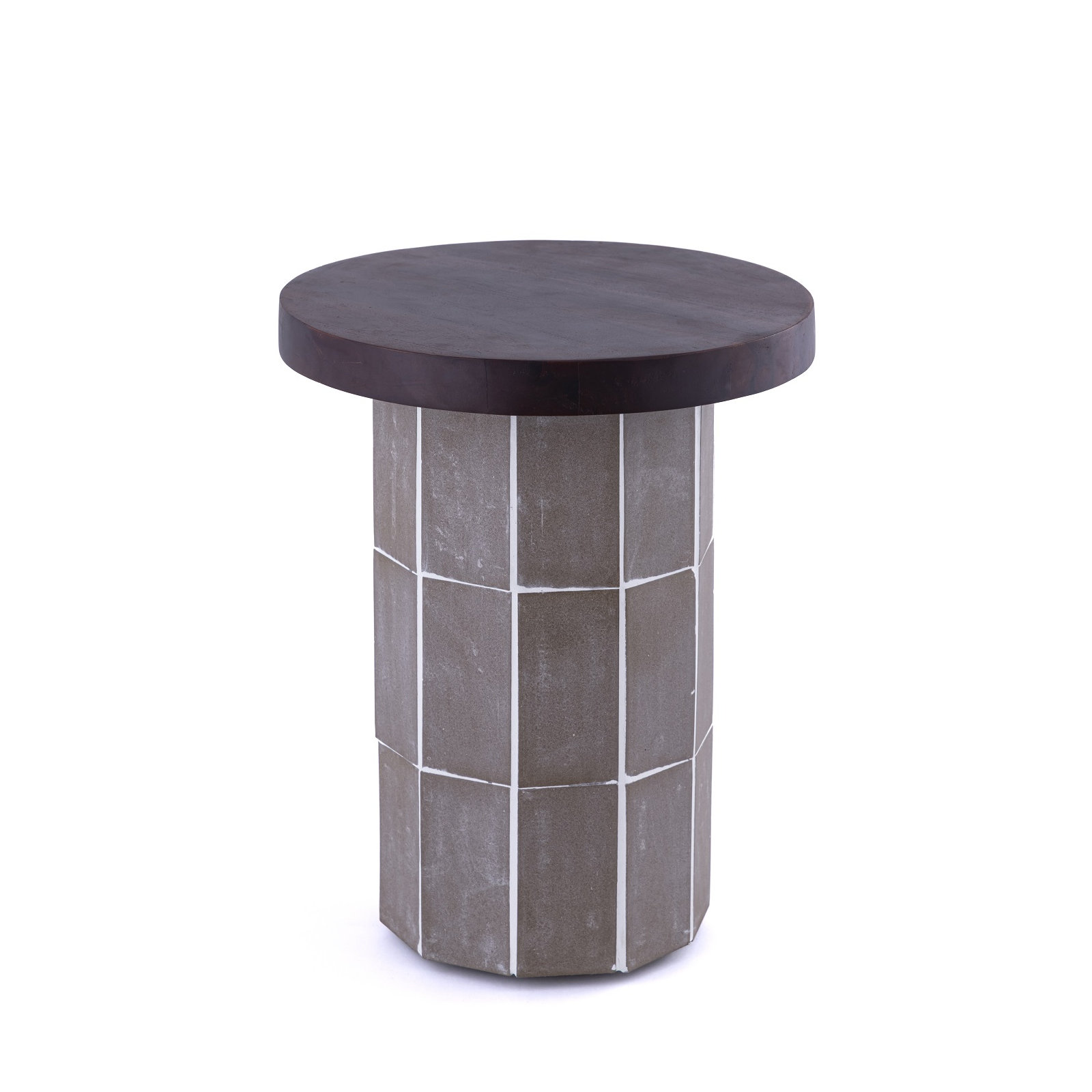 Side Table Acacia Wood And Tile