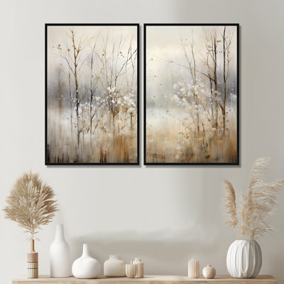 «Winter Meadow View Calmness II», art mural sur toile gris traditionnel