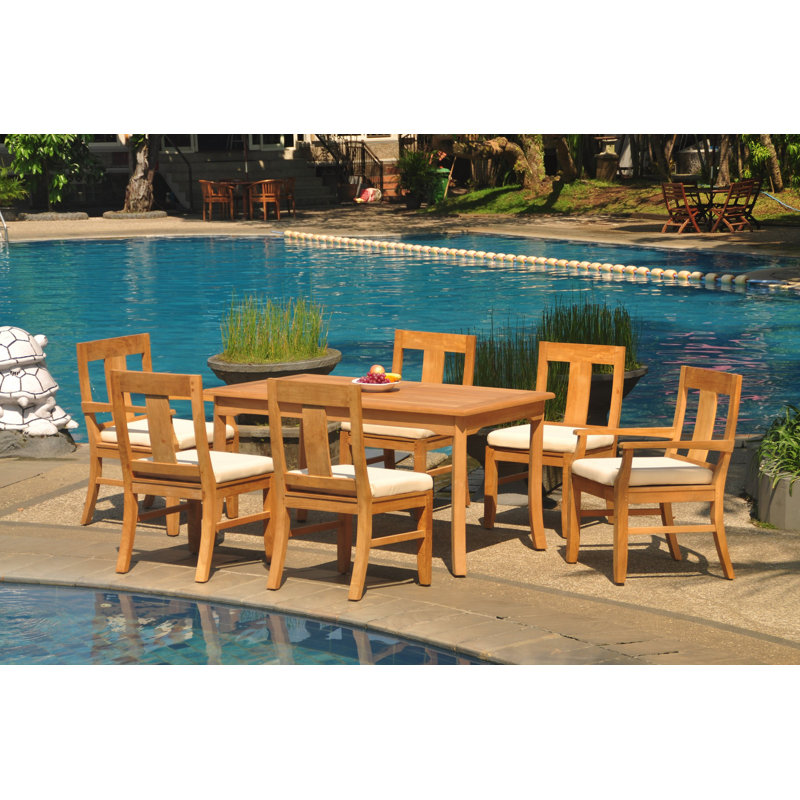 Osborne Outdoor 7 - Piece Teak Dining Set, 30" H x 60" L x 35" W