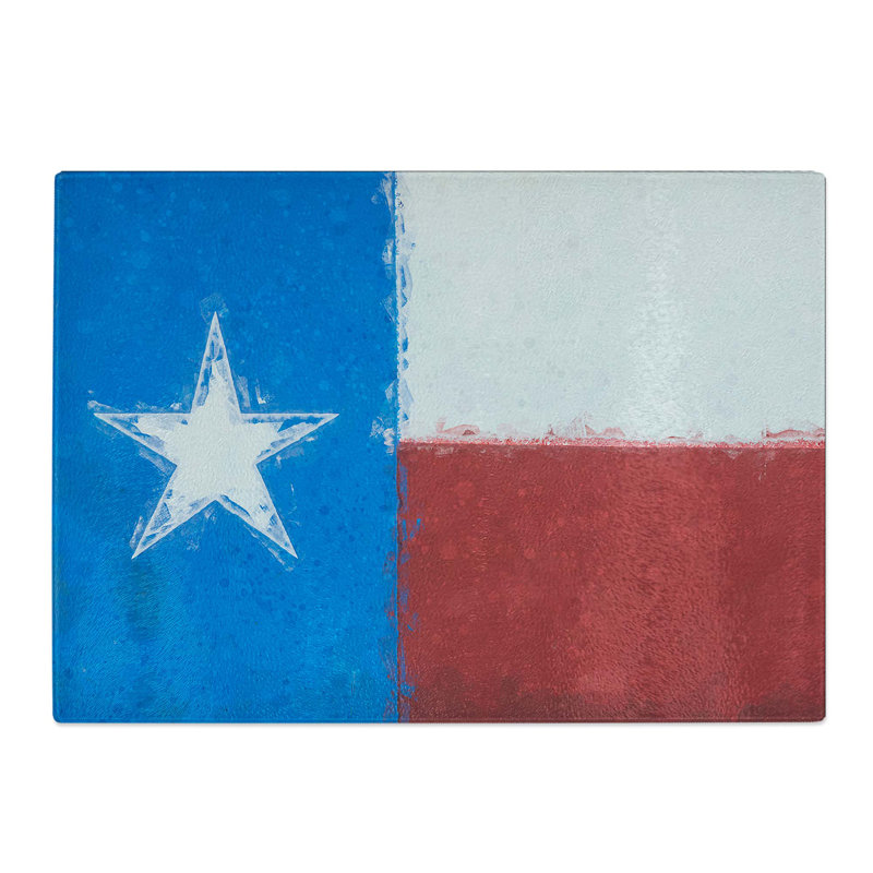 Tempered Glass Painted Texas Flag Chopping Board, 39 cm W x 28.5 cm L