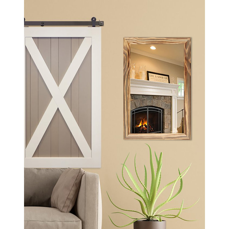 Levon Solid Wood Flat Wall Mirror, 59.5" H x 39.5" W, Rustic Natural Wood