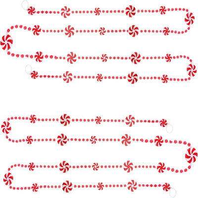 2Pcs 7.8 feet Christmas Candy Garland Acrylic Peppermint Candy Christmas Tree Garland for Christmas Party Decorations，Christmas Tree Decor for Xmas Party Supplies Holiday Favors Farmhouse Wall Hanging Ornaments