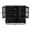 Armoire murale noire en bois à 3 portes avec rangement ouvert / caché et barre à serviettes