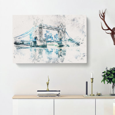 London Bridge Watercolour - Wrapped Canvas Print