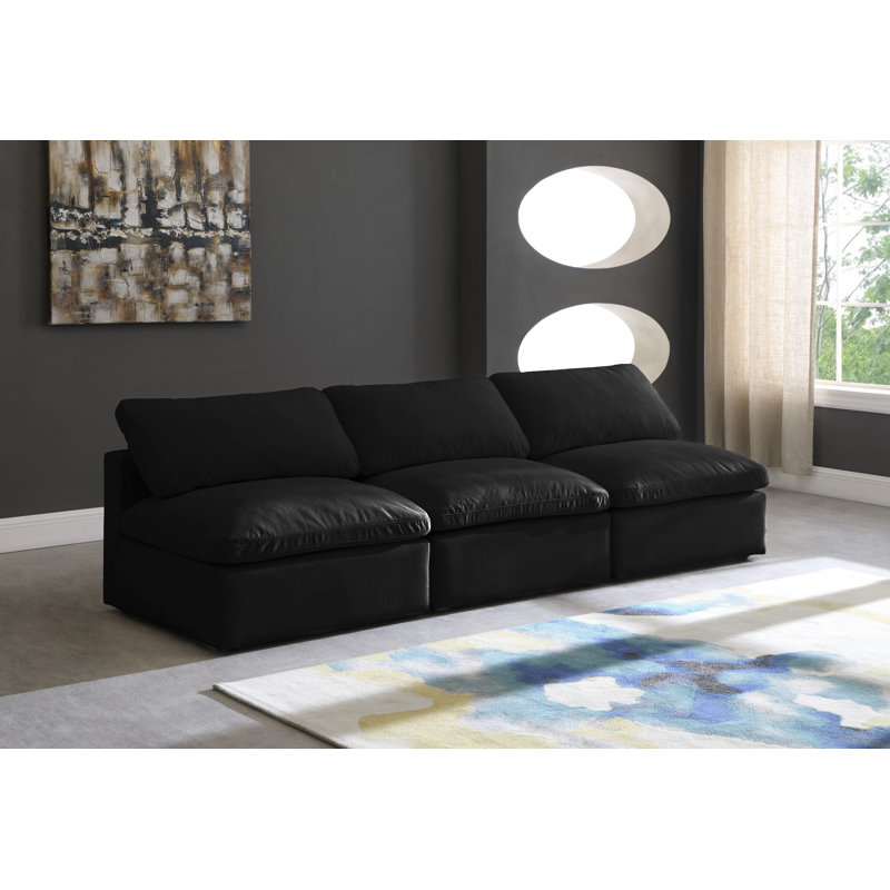 Atis 105'' Velvet Sofa, Black Velvet