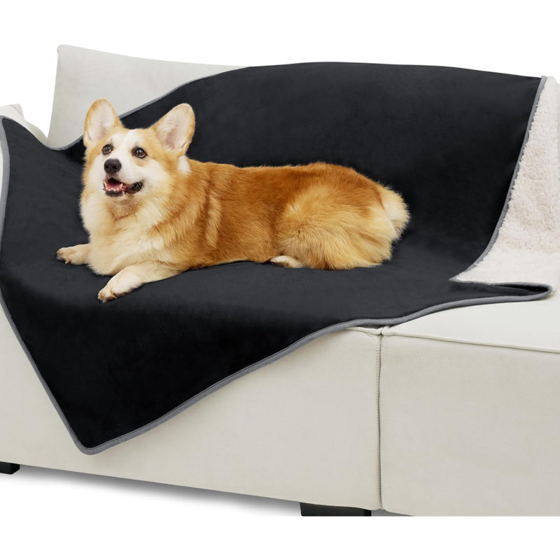 Couverture en flanelle pour animaux, 40 po x 50 po, Noir