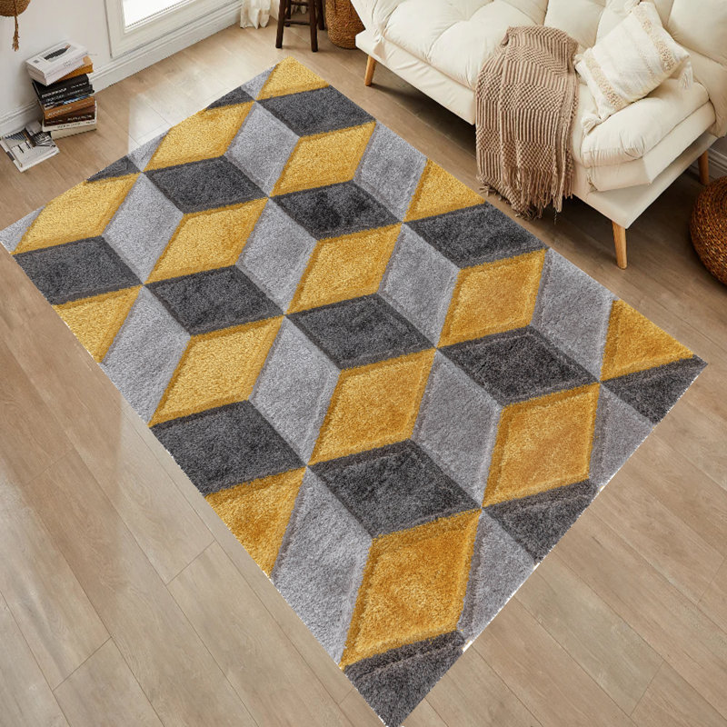 Alyha Geometric Machine Tufted Shag Indoor / Outdoor Area Rug, Rectangle 200.66 x 292.1cm