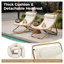 Chaises longues d'extérieur pliantes 2 pièces TREXM, chaises longues réglables en rotin avec coussins épais et appuis-tête amovibles pour la piscine, la terrasse et la plage