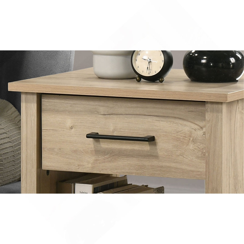 Celeste 20"W 1-Drawer Nightstand Bedside Table, Light Oak