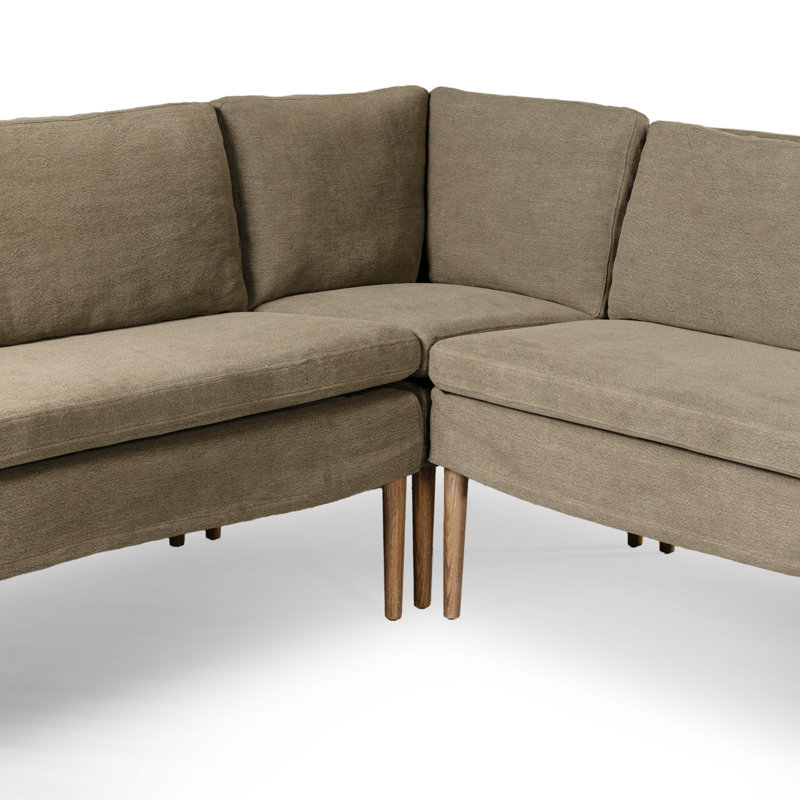 Aurelia 6-Piece Sectional, Broadway Olive Linen, 34.5" H x 131" W x 75" D
