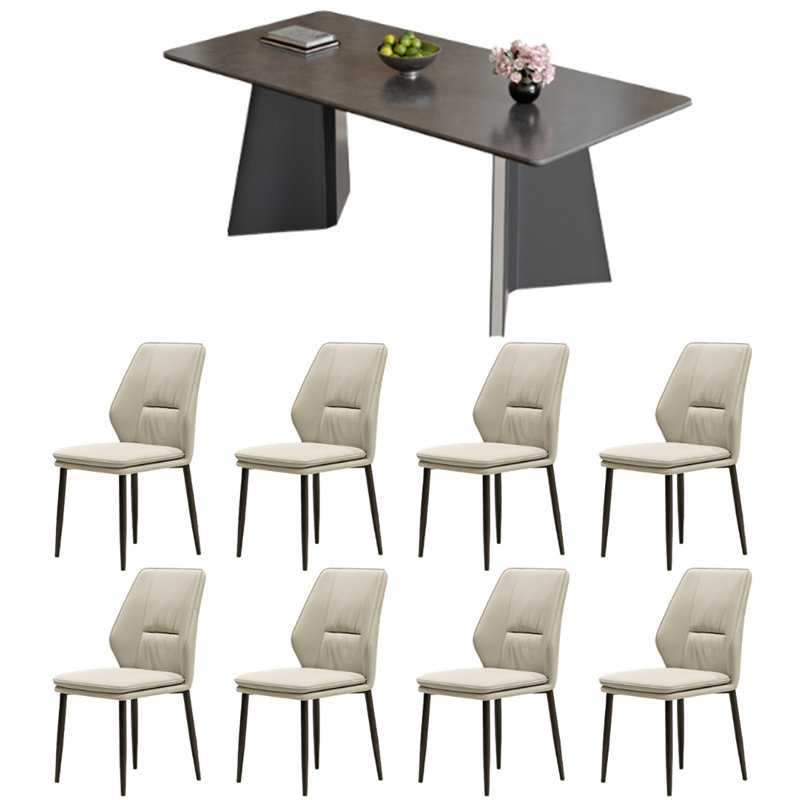 High-end textured dining table and chair, 29.5"H x 94.40"L x 43.3"W