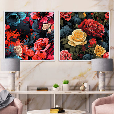 Sylvere - Ensemble de 2 collages floraux carrés