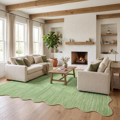 Scalloped Border Washable Area Rug