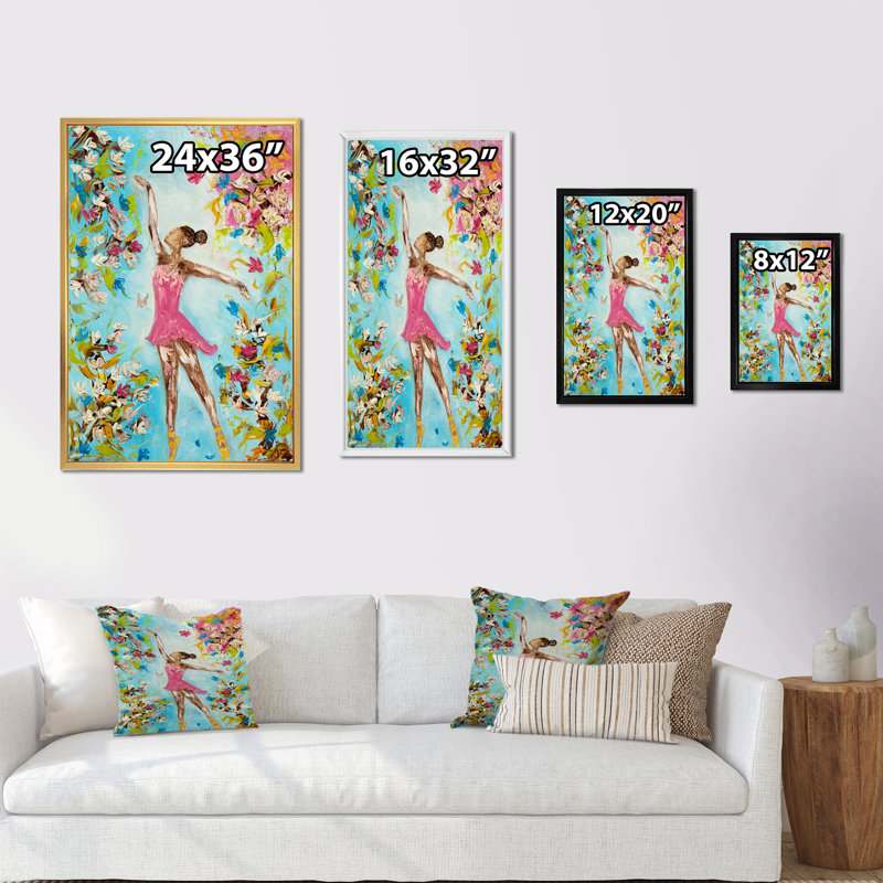 Illustration de danseuse de ballet - Décoration murale sur toile glam, H 20 po x l 12 po x P 1 po