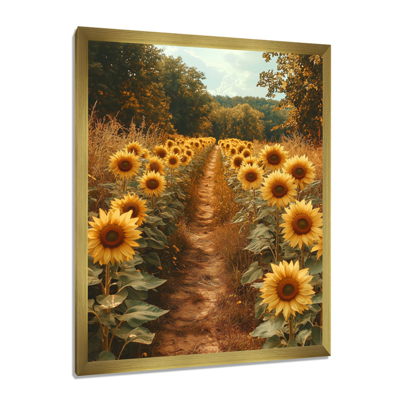 Dubeck - Décoration murale florale, H 20 po x l 12 po, Reproduction encadrée d'une seule photo, Doré