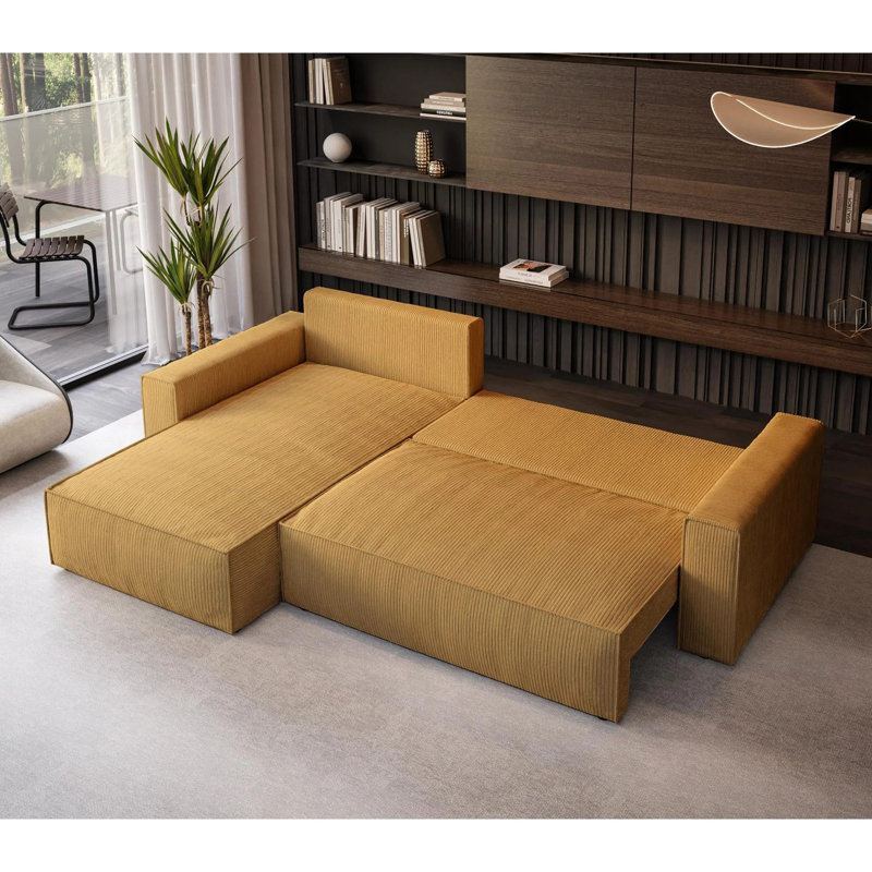Damionna 4 Seater Sofa Bed, Left Hand Facing, Yellow