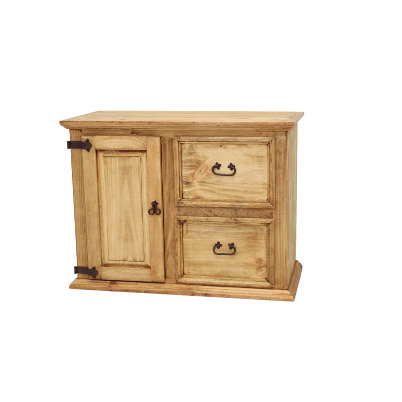 Classeur à 2 tiroirs et 1 porte, Beige, miel