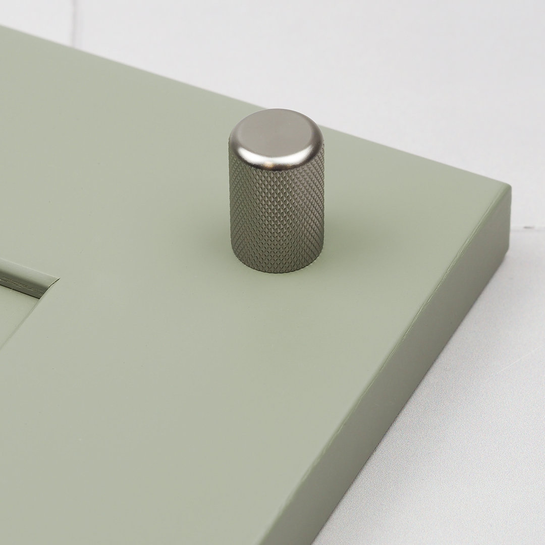 - Nickel Textured Cabinet Knob Round Grey Knurled Kitchen Cupboard Door Pull - Image 3