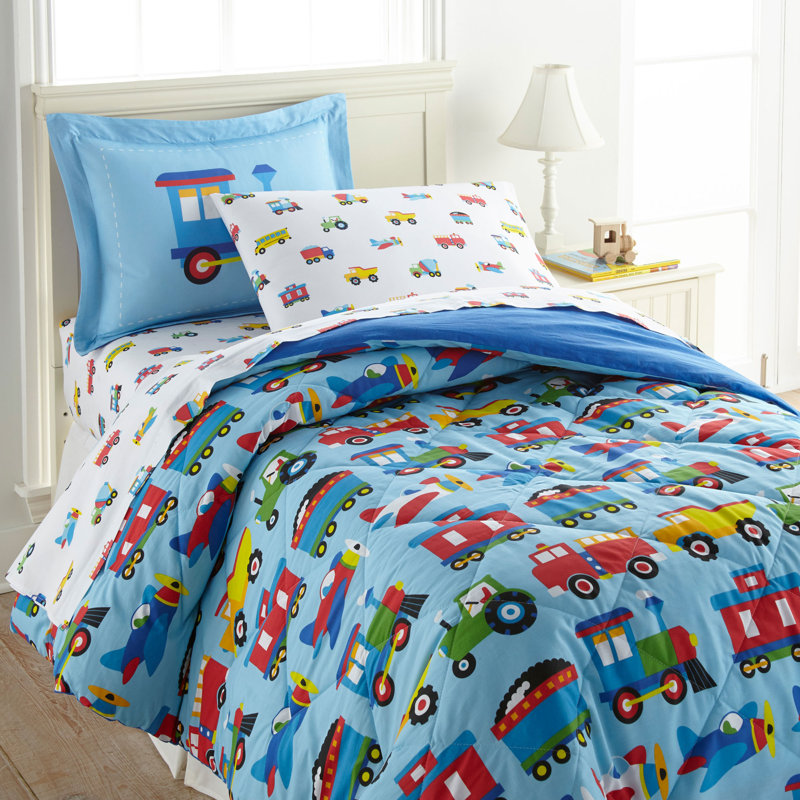 Wildkin Flannel Twin Sheet Set – 100% Cotton, Soft & Cozy Bed Sheets -  Trains, Planes, and Trucks