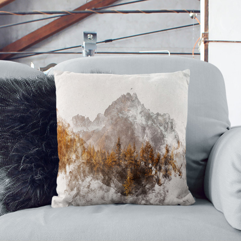 Forest Before the Mountain Cushion with Filling, Black, 55cm H x 55cm W x 20cm D