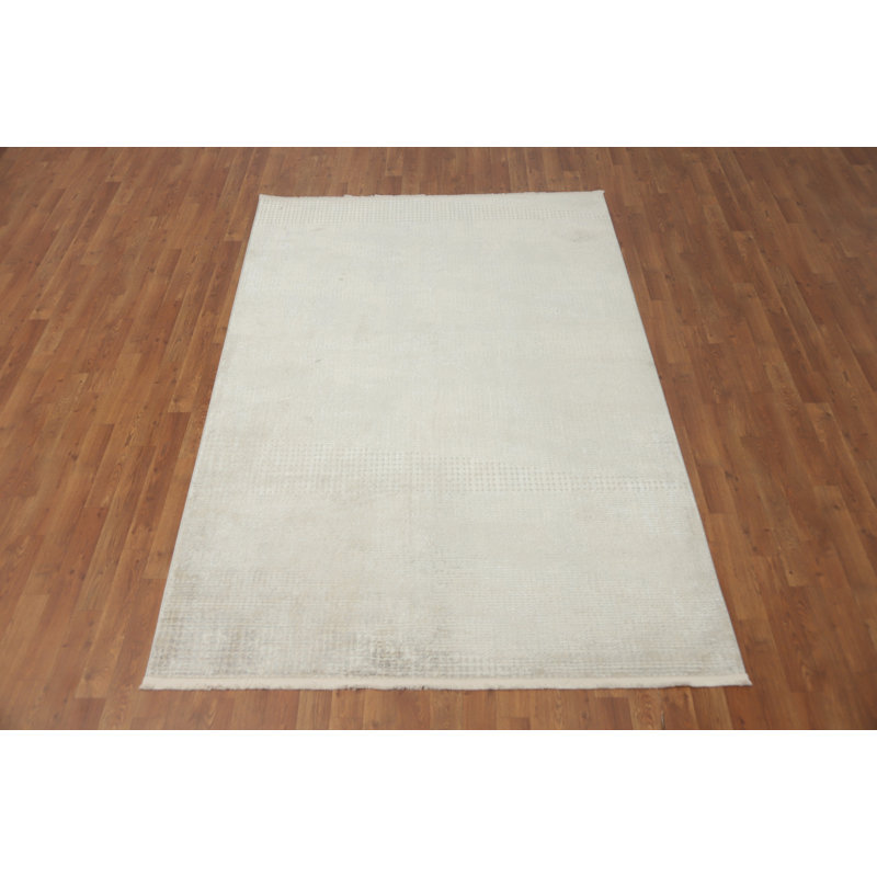 Tapis crème moderne Minimalist Grid 5 x 7