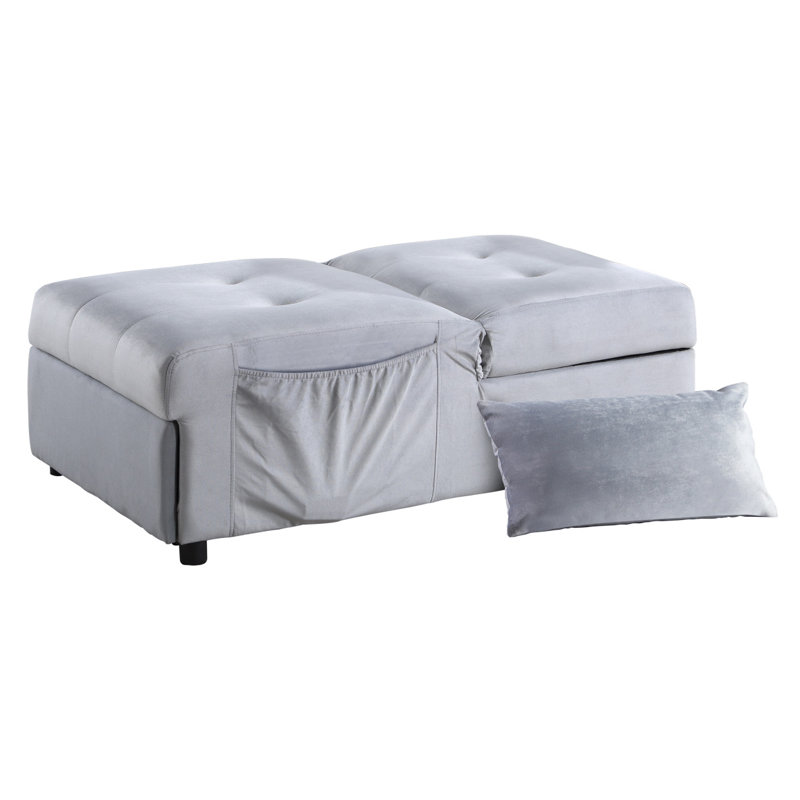 Banc de rangement à plateau relevable moderne avec lit escamotable 1 pièce Velvet, Gris