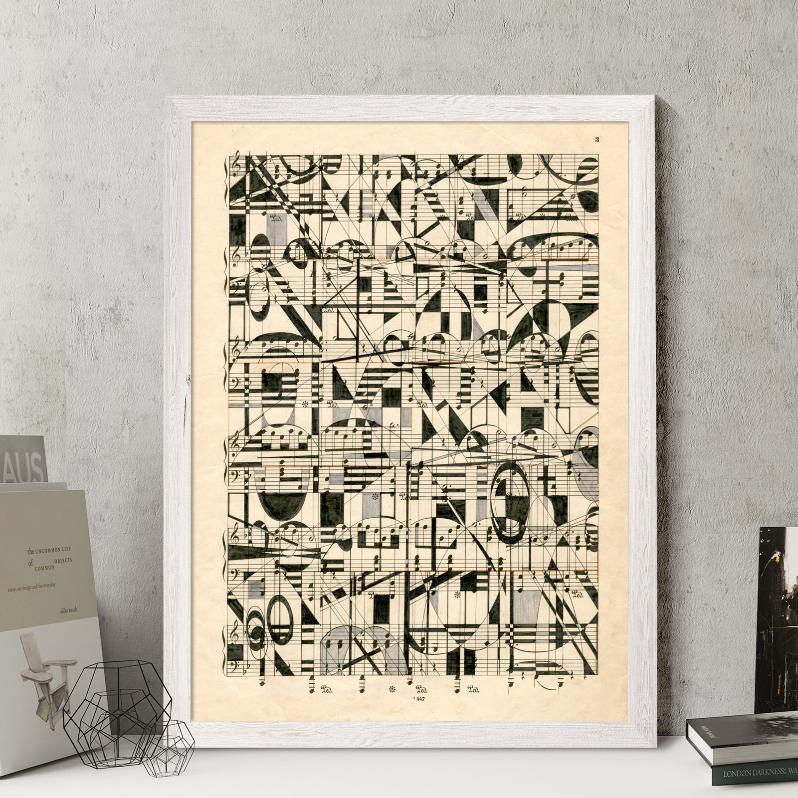 Graphic Notes Painting by Paul Cezanne, 38" H x 28" W x 1.25" D, White Framed Canvas