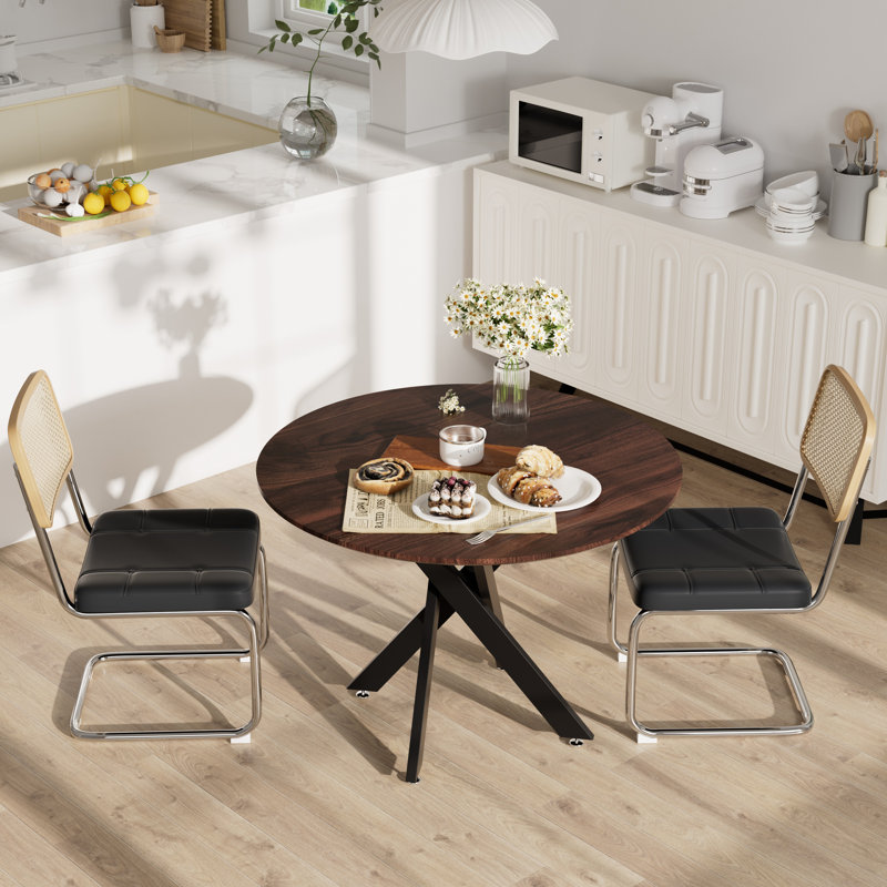 Ensemble de salle à manger 3 pièces, H 30 po x L 36 po x l 36 po, Brown, Noir, noir, noir, noir