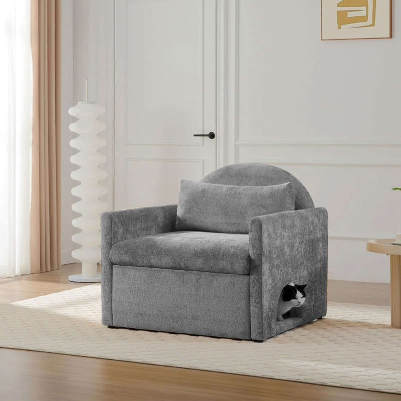 Fauteuil d'appoint surdimensionné en chenille de style moderne avec méridienne simple pour salon, chambre à coucher