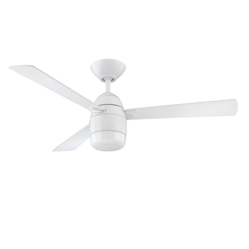 Ventilateur de plafond à DEL Antron 42 - Pales en nickel satiné et argent, télécommande, éclairage écoénergétique, Blanc