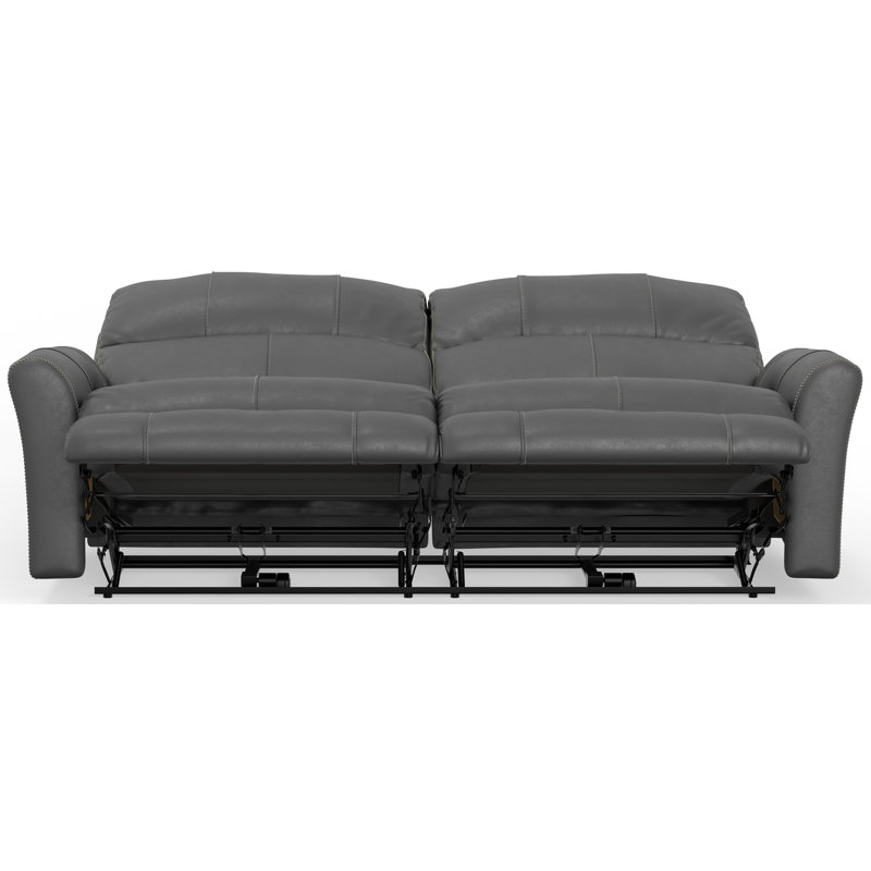 Seibert Top Grain Leather Match Power Zero Gravity Reclining Sofa with Power Adjustable Headrest, Gray