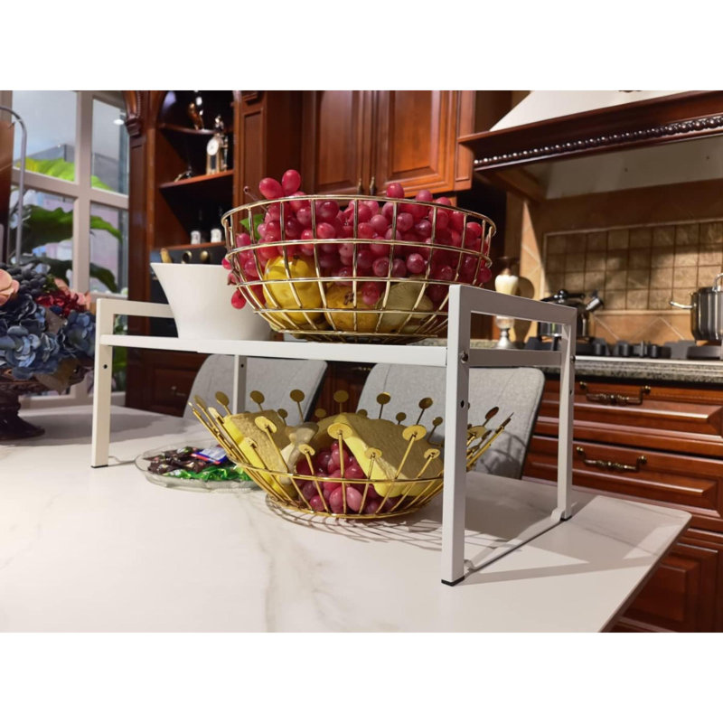Expandable Cabinet Shelf Organizer 16-26" L Stackable Kitchen Counter Shelf Rack Stand Sink Shelf Riser Countertop Storage (Wide 10.6”D)