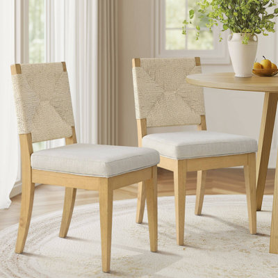 Solid Wood Woven Rope Dining Chairs