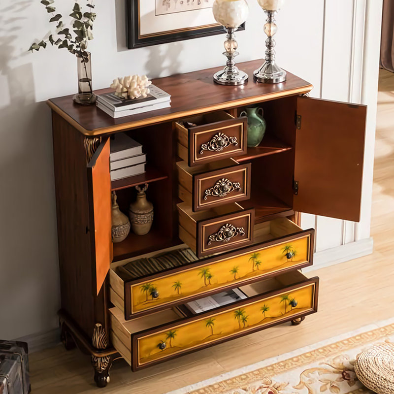 Buffet décoratif vintage en bois massif peint à la main