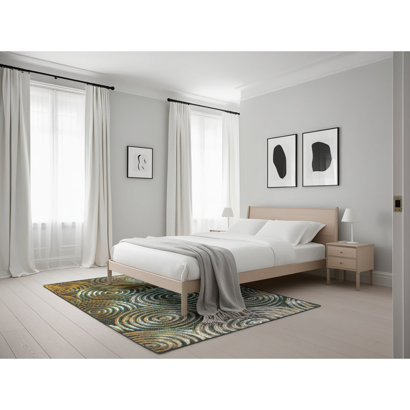 Tapis de zone dorée à motifs, Rectangle 5 pi x 7 pi