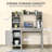 Farmhouse Computer Desk With Hutch And Cabinet, Home Office Desk With Storage, For Study, Light Grey-650415955