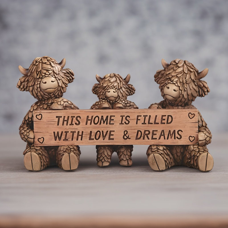 Figurine de famille de vache l 7,5 po