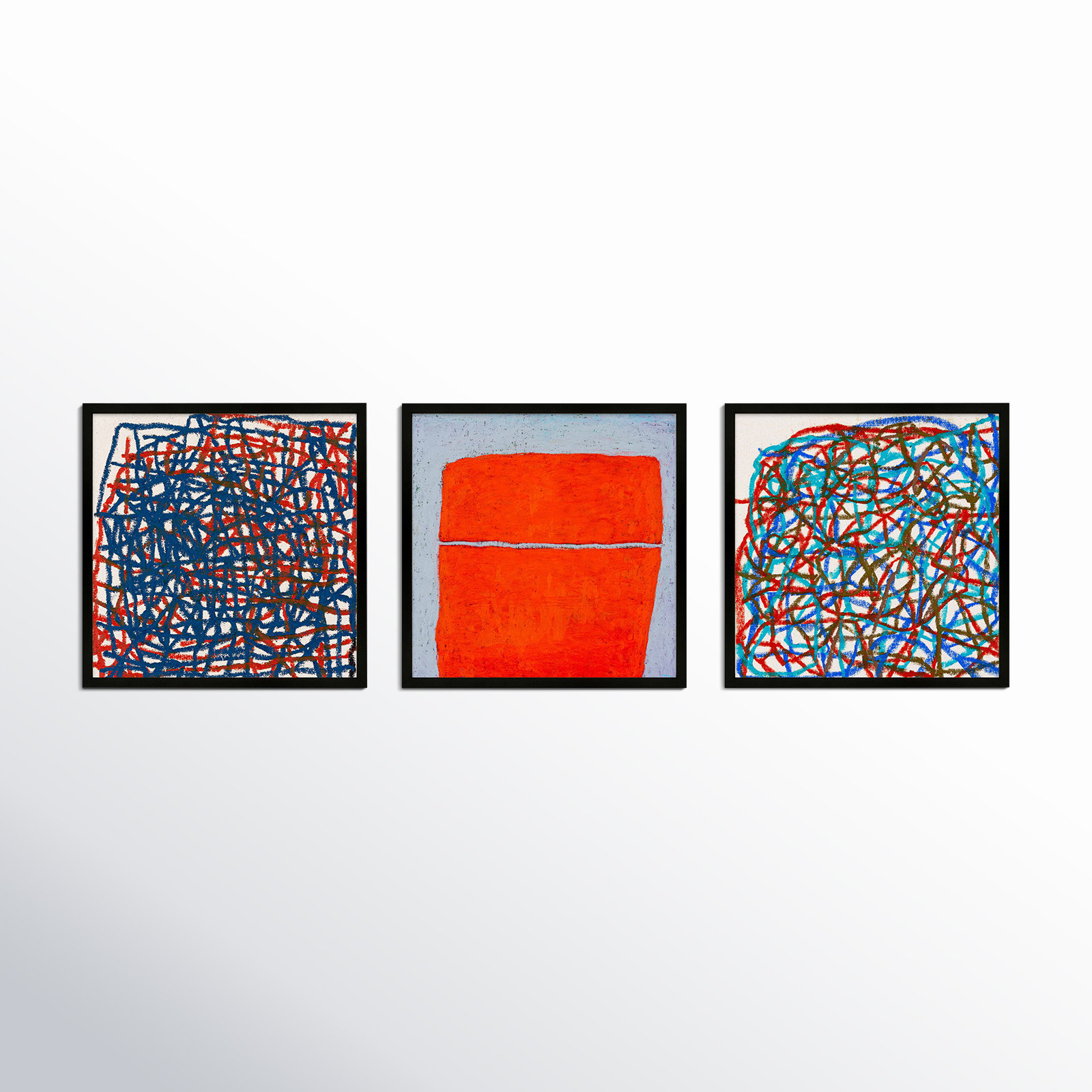 Tangerine. Set Of 3 by Stephanie Dennis, Black, 16" H x 48" W  x 1.25" D