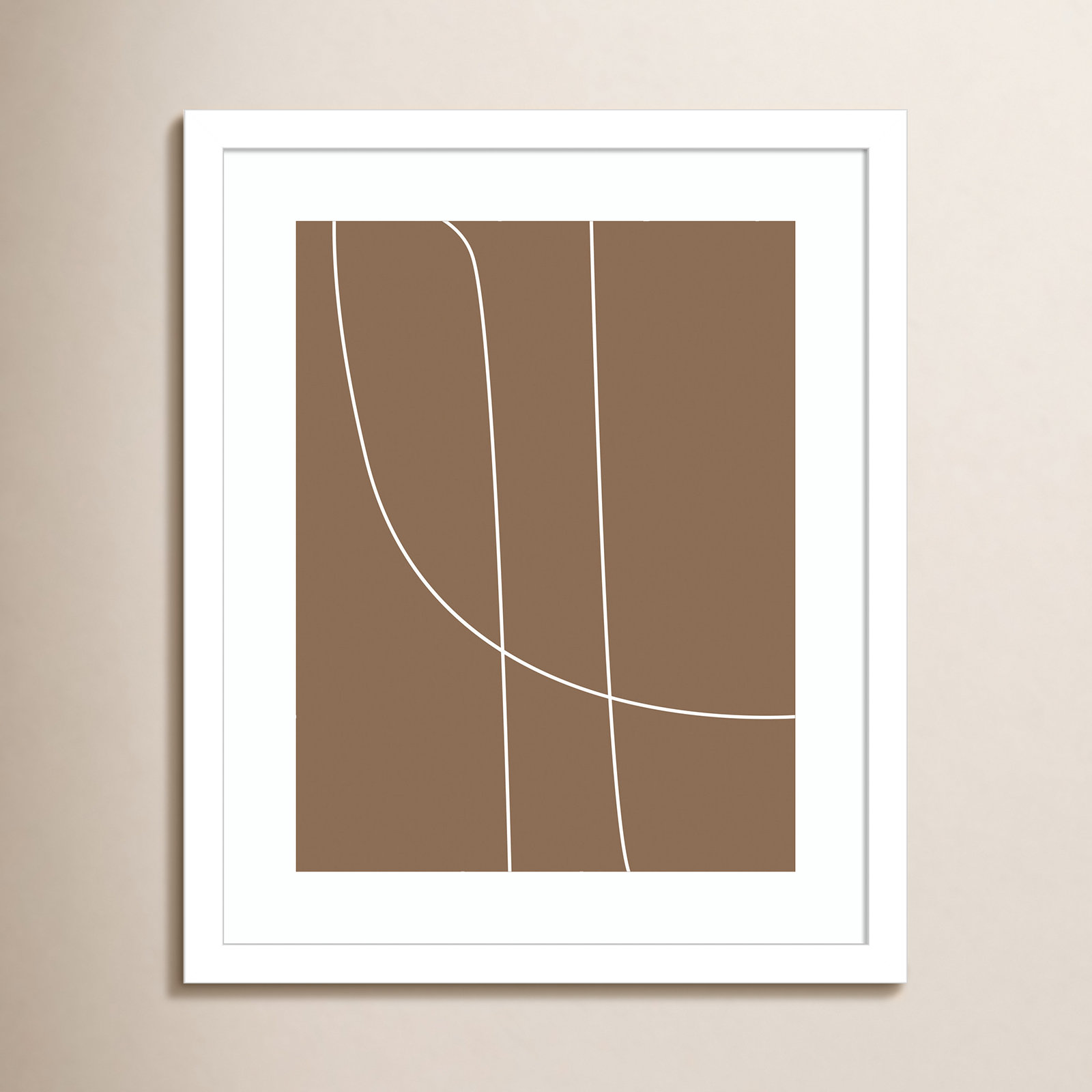 Modern Line Abstract 1 Print, 17" H x 14" W x 0.8" D, White Framed