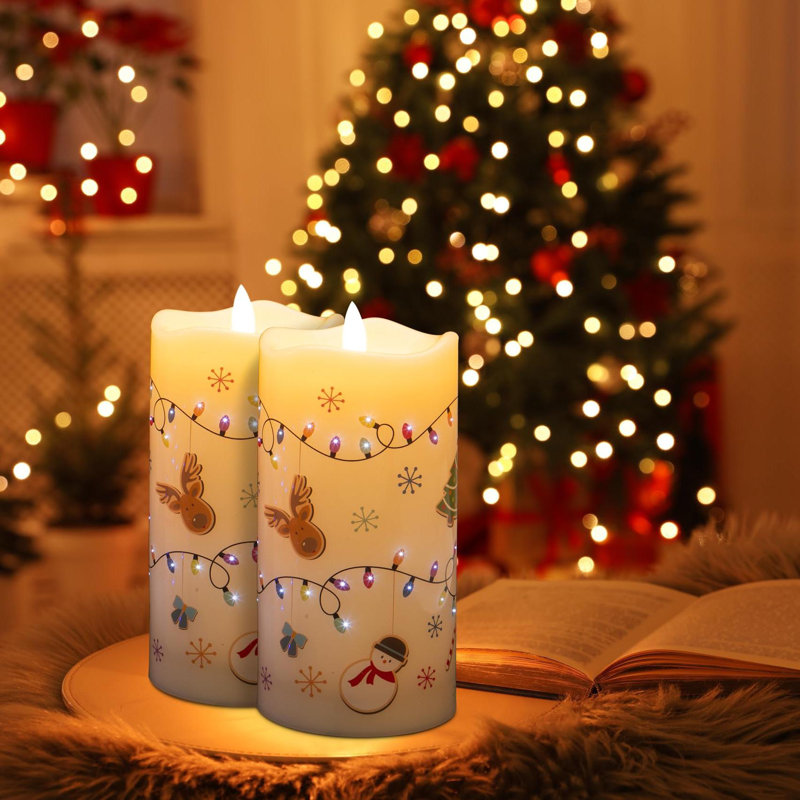 Set of 3 Flickering Battery-Operated Colourful LED Candles