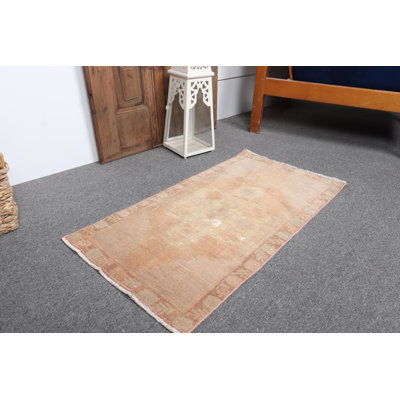 Vintage Turkish Oushak Rug in Muted Orange - Perfect for Kids Room, Bathroom or Entryway