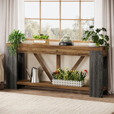 70.9" Extra Long Console Table, Wood Entry Table with Storage