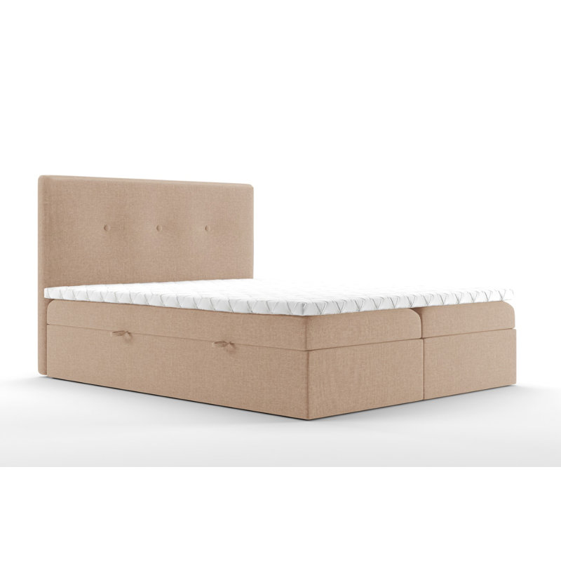 Boxspring Bed Bergen with Storage, 140 x 200cm, Beige