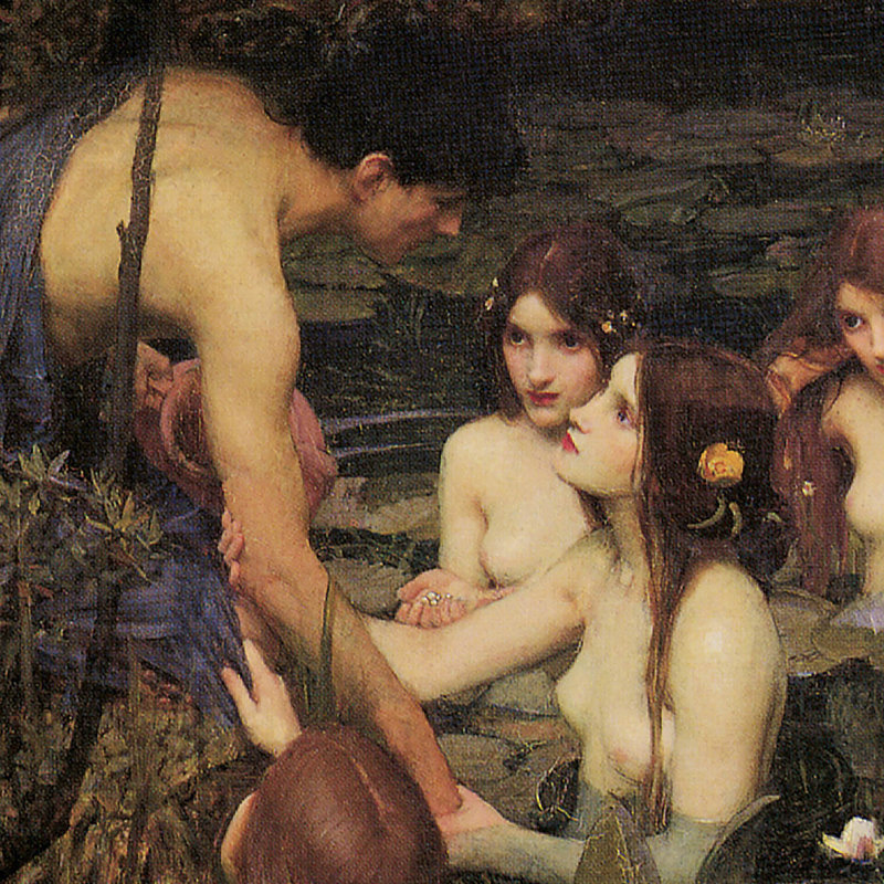 «Hylas and the Nymphs, 1896» par John William Waterhouse, reproduction d'art encadrée, H 31,75 po x l 47,25 po x P 1,875 po