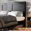 Structure de lit plateforme en bois pour grand lit, noir foncé, fonctionnalité silencieuse, pas de sommier tapissier nécessaire, assemblage simple pour les novices, amplement de rangement, configuration de chambre à coucher de style industriel avec